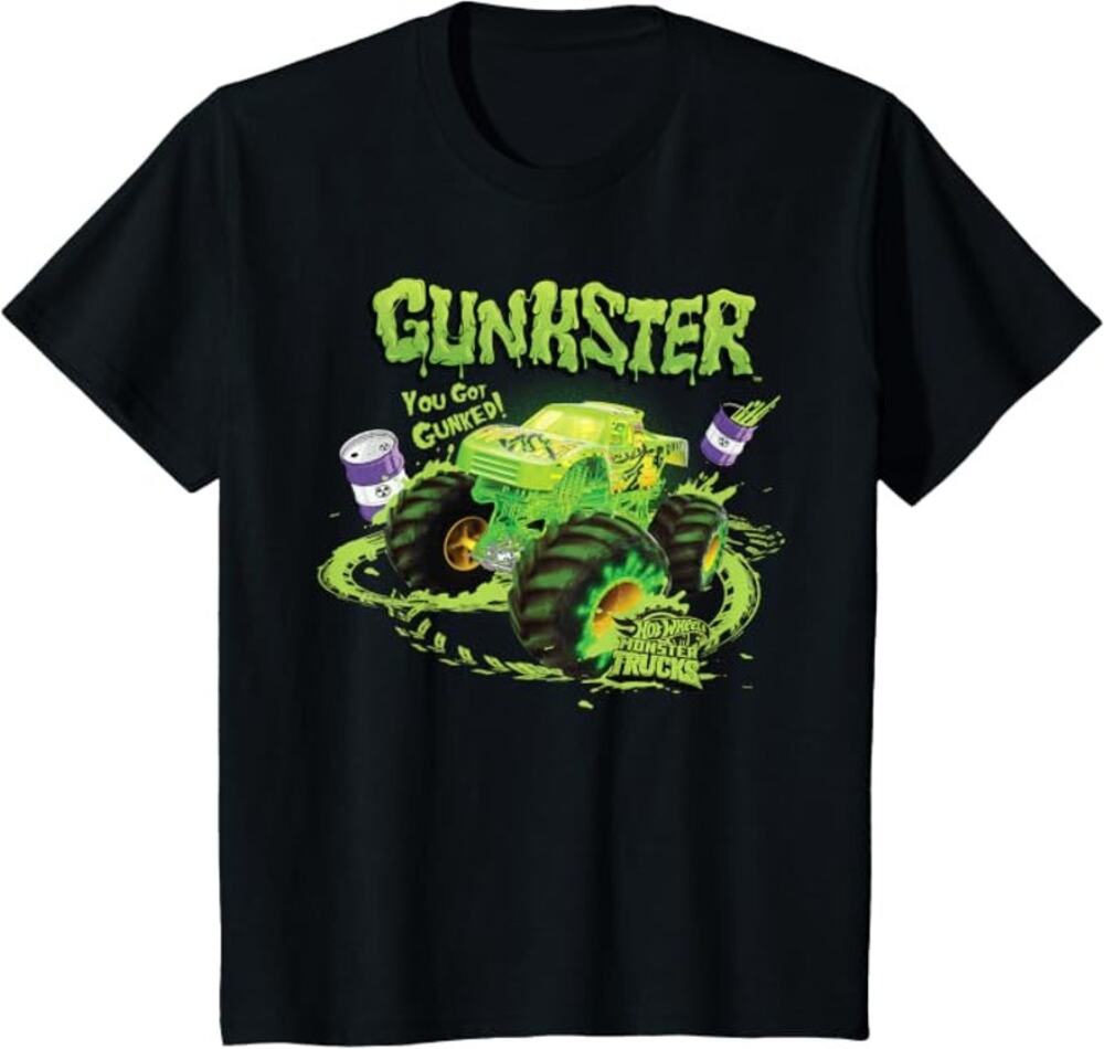 Hot Wheels Monster Trucks Gunkster Youth XS extra small Black T-Shirt
